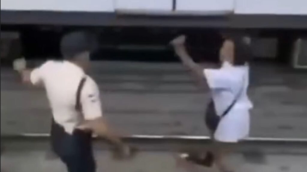 (Video)Mujer se lanza a la vía del Metro de SantoDomingo y ataca con arma blanca a la seguridad